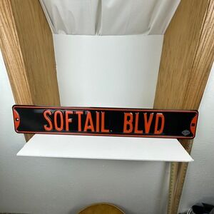 Harley-Davidson Softail Blvd Metal Street Sign Ande Rooney Black Orange 36x6